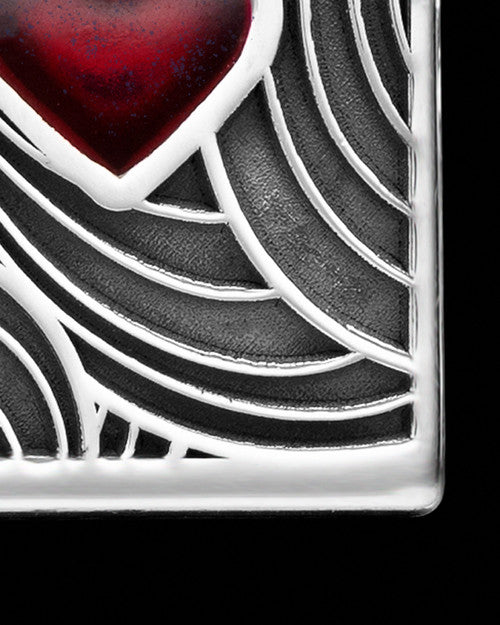 Solid 14K White Gold Red Boxed Heart Ash Jewelry