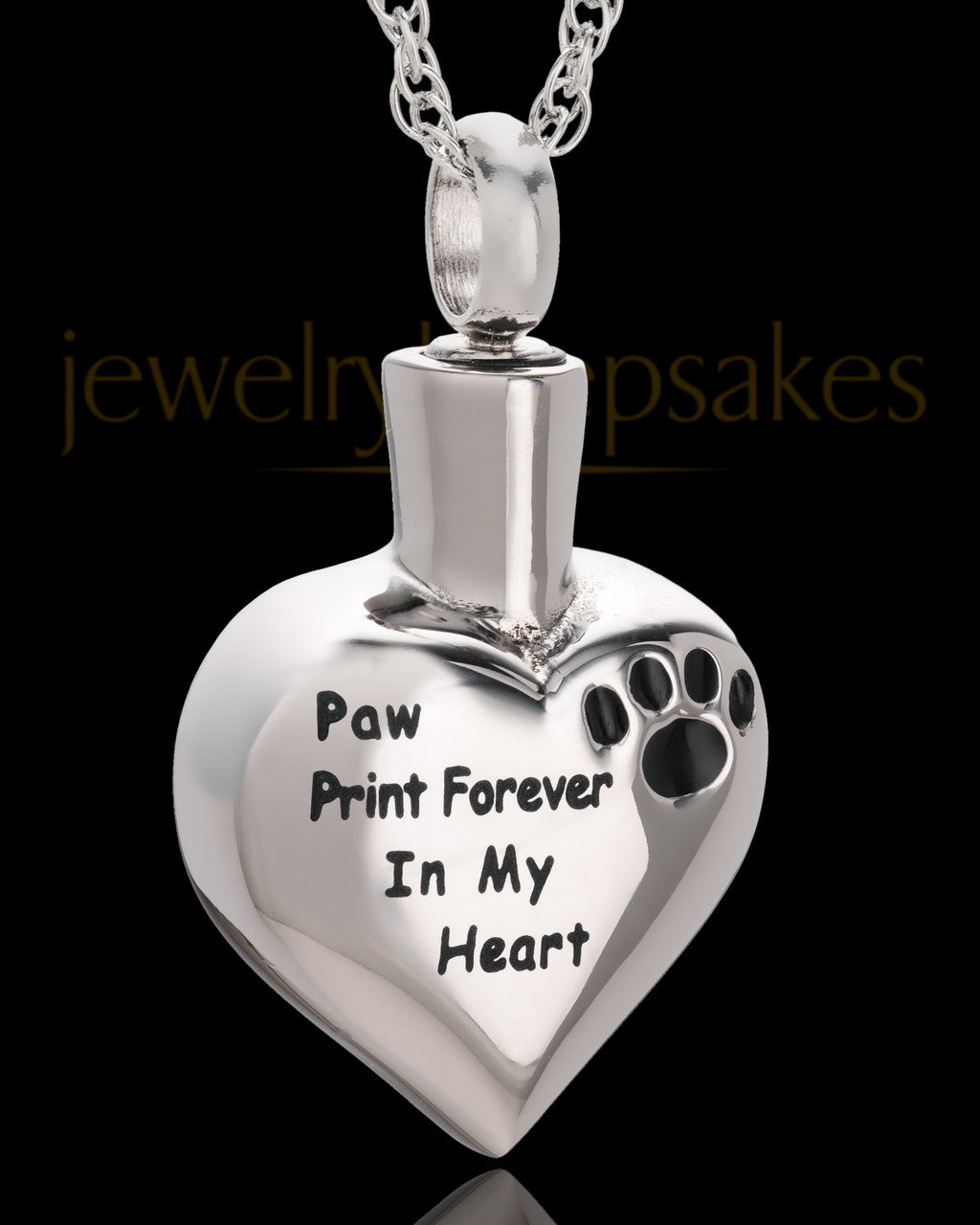 Stainless Paw Print Forever Heart Urn Pendant