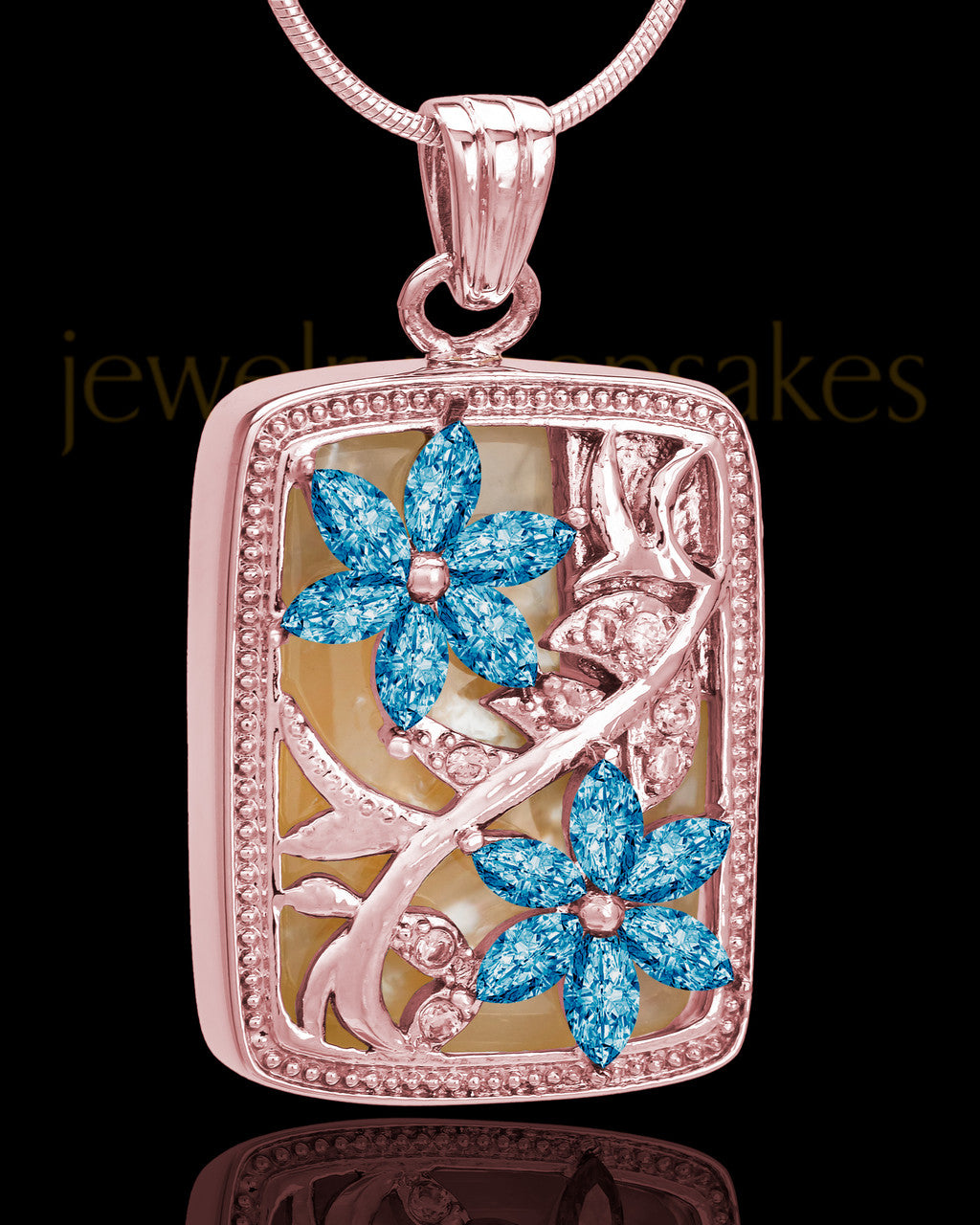 Rose Gold and Blue Spring Garden Memorial Charm