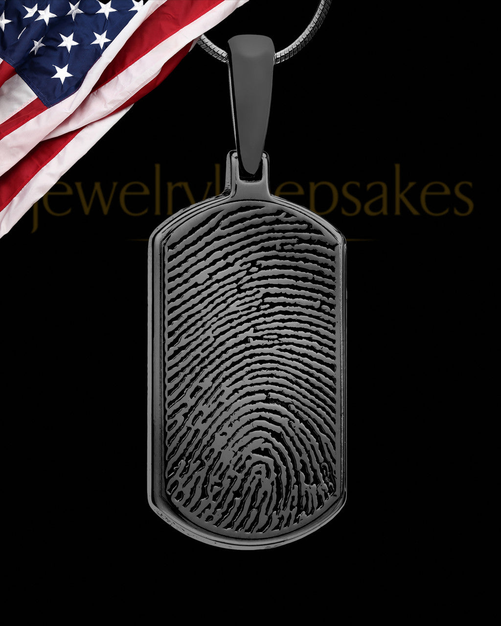 Black Dog Tag Thumbprint With Signature Pendant