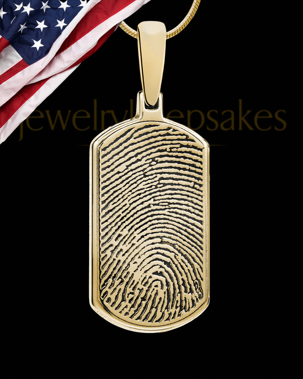 Gold Plated Dog Tag Thumbprint Sterling Silver Pendant