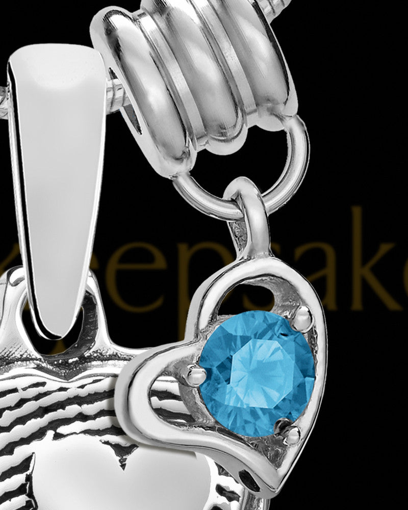 My Love Sterling Silver Rectangle with Birthstone Thumbprint Pendant