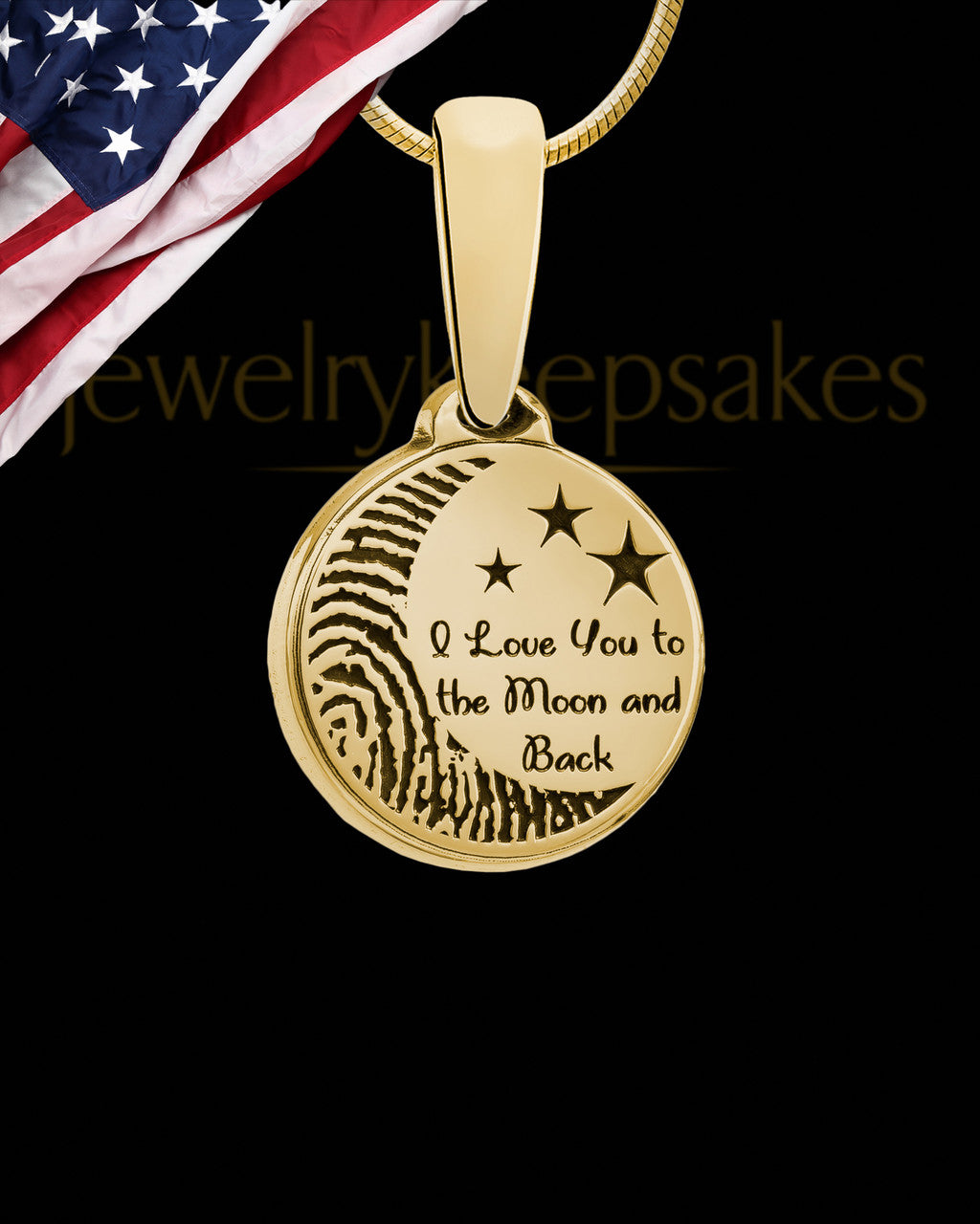 Solid 14k Gold to the Moon and Back Thumbprint Pendant