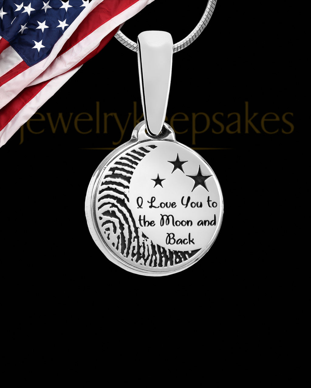 Sterling Silver to the Moon and Back Thumbprint Pendant