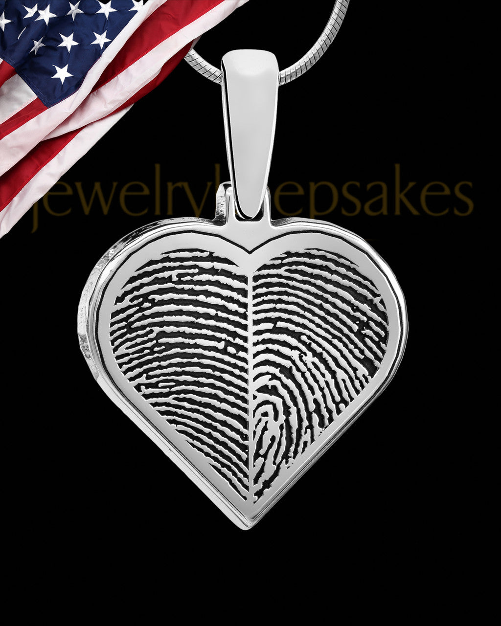 Personalized Dual Thumbprint Heart Pendant Necklace In Sterling Silver