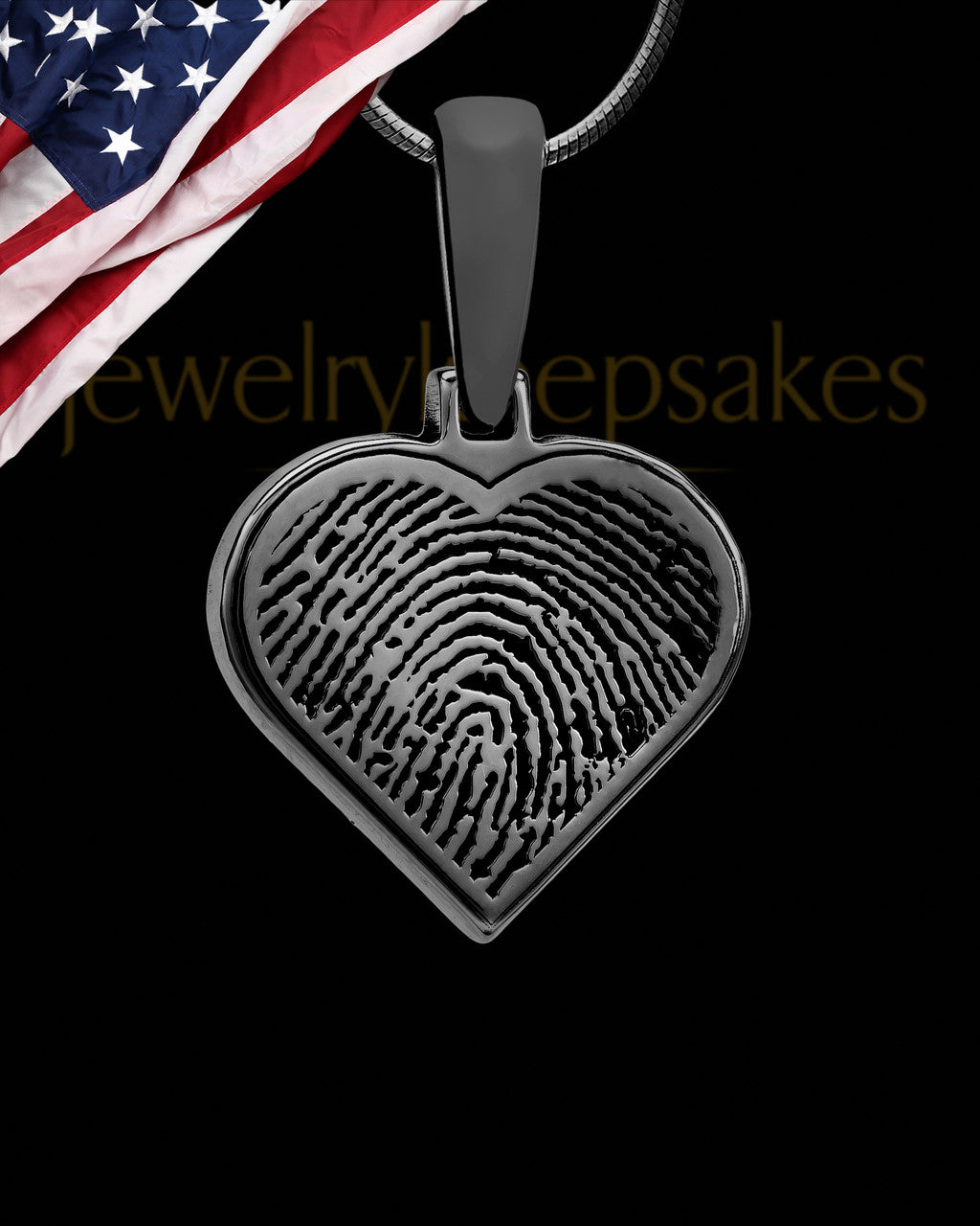 Thumbprint Heart Black Plated With Signature Pendant