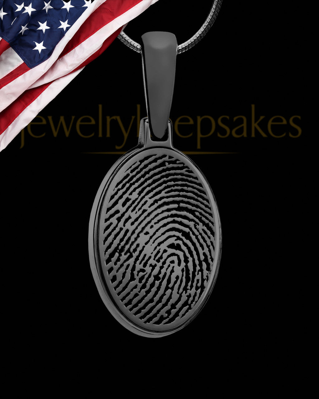 Black Plated Oval Thumbprint Pendant