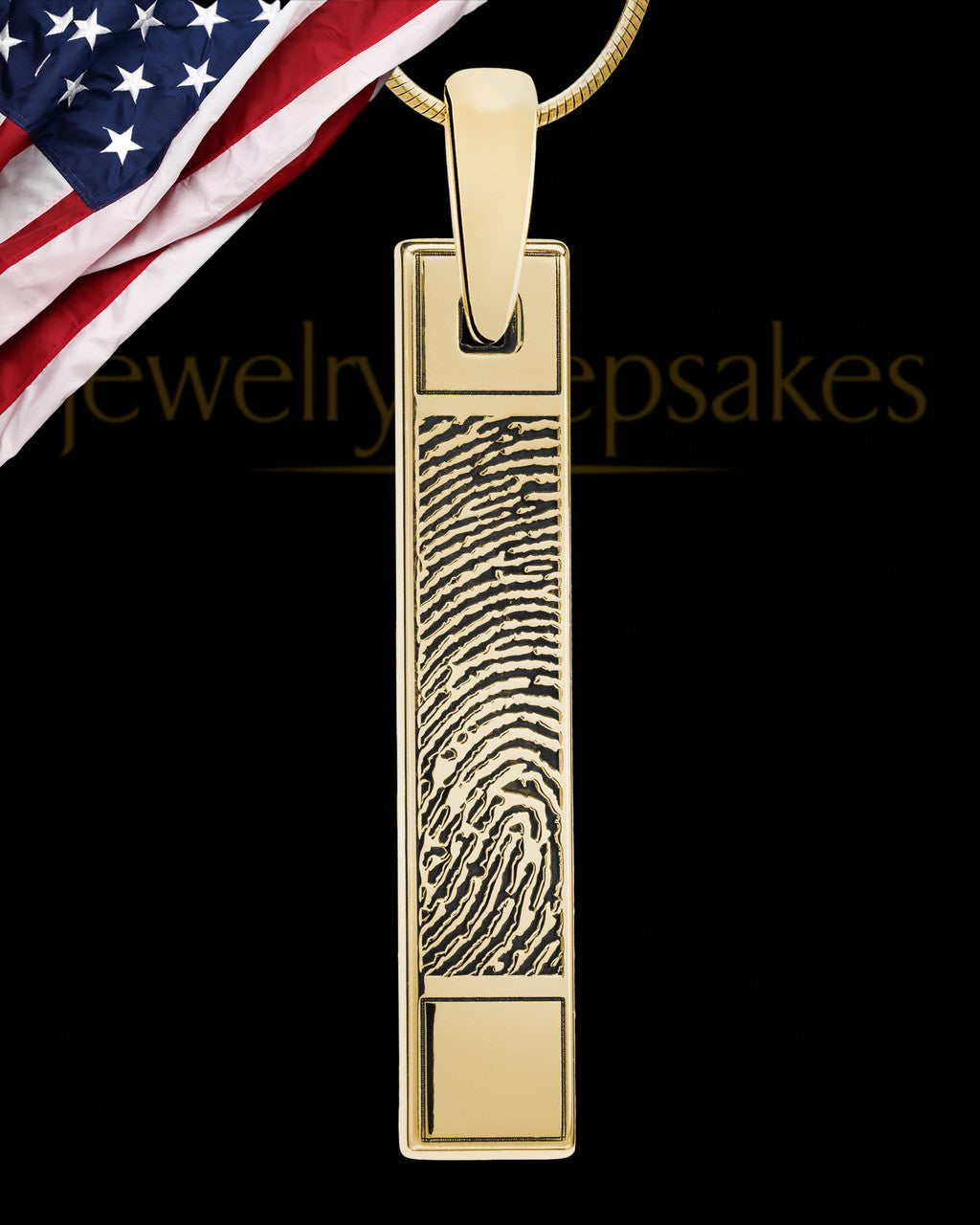 Gold Plated Bar Thumbprint Pendant