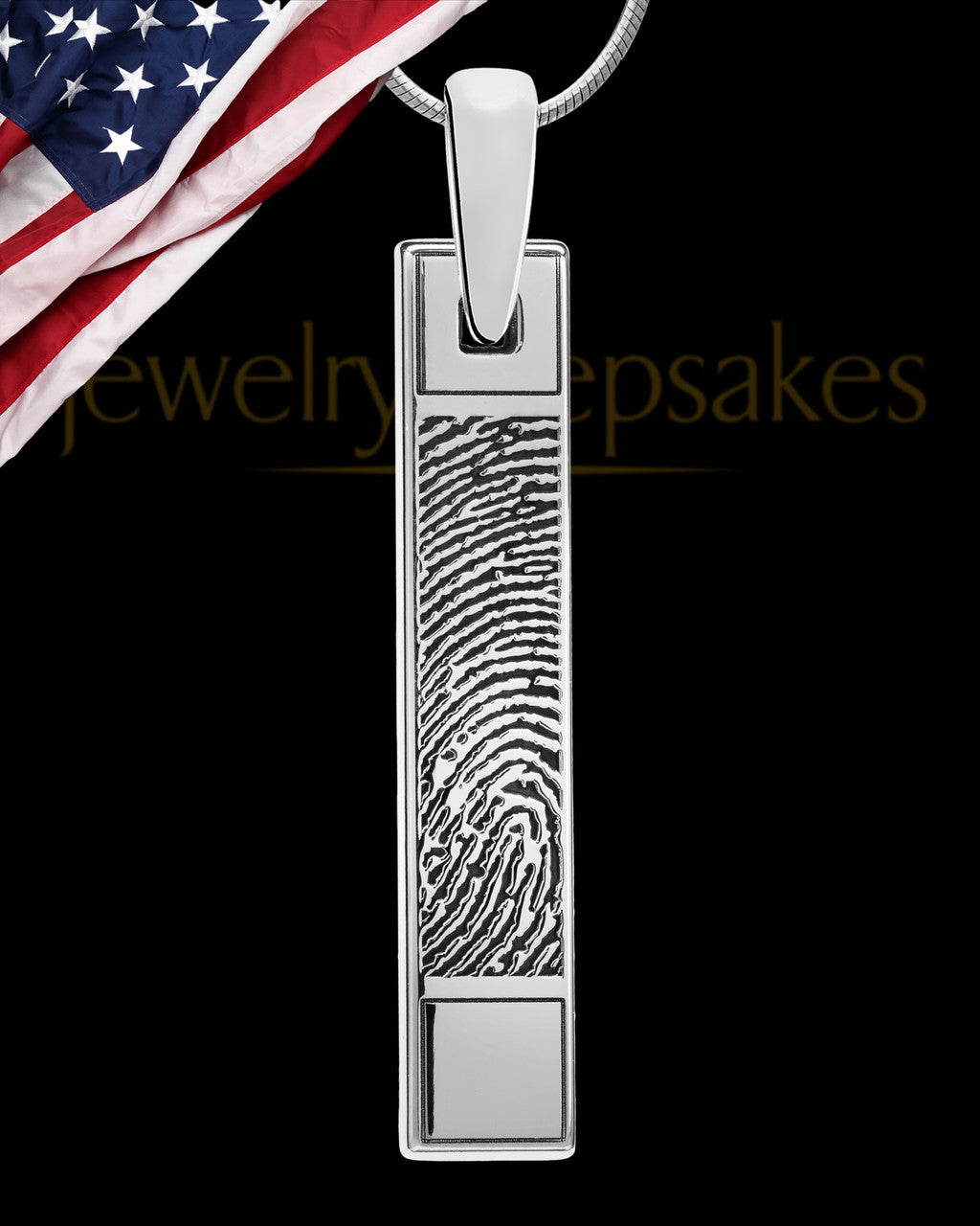Sterling Silver Bar Thumbprint Pendant