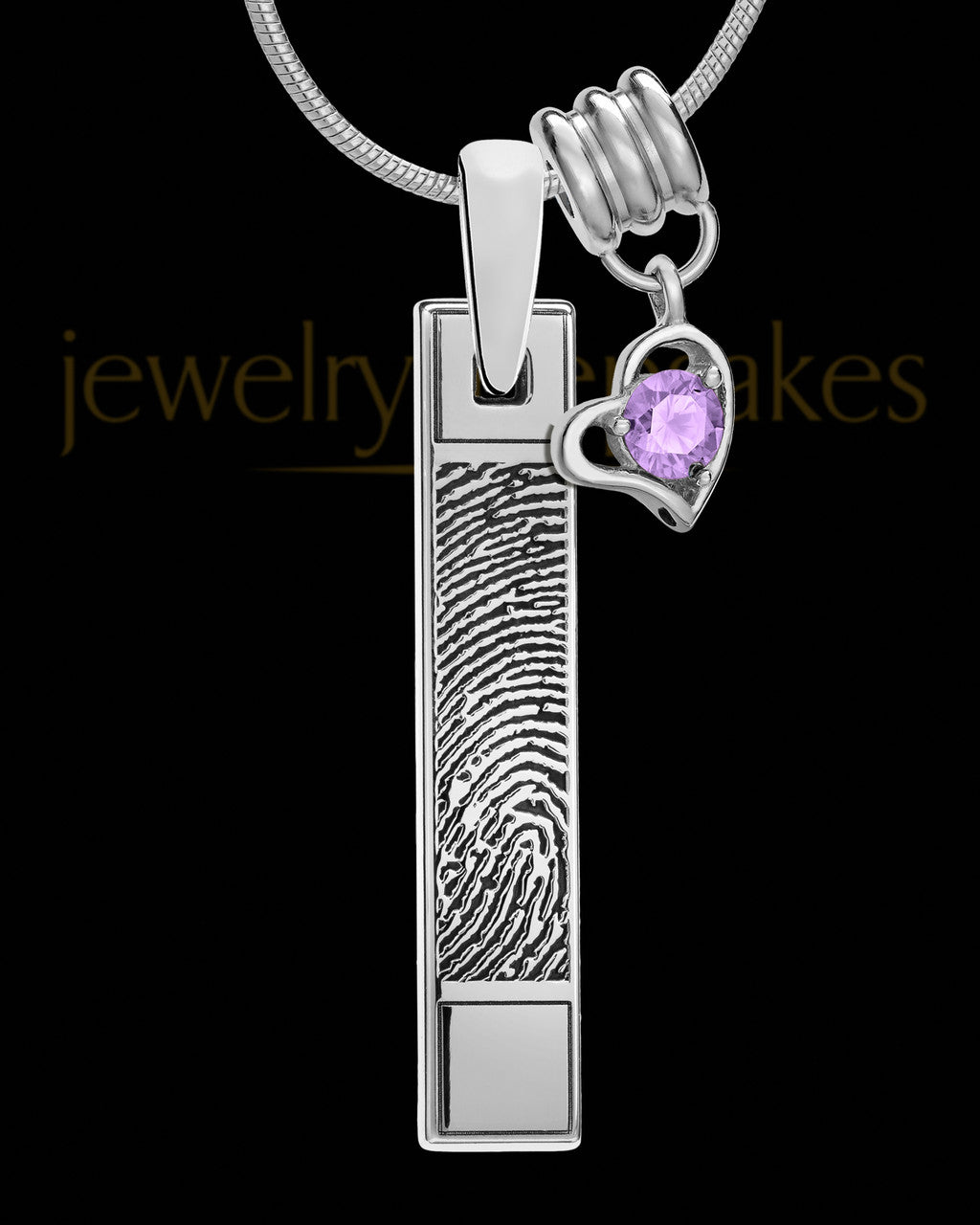 Sterling Silver Bar with Birthstone Thumbprint Pendant