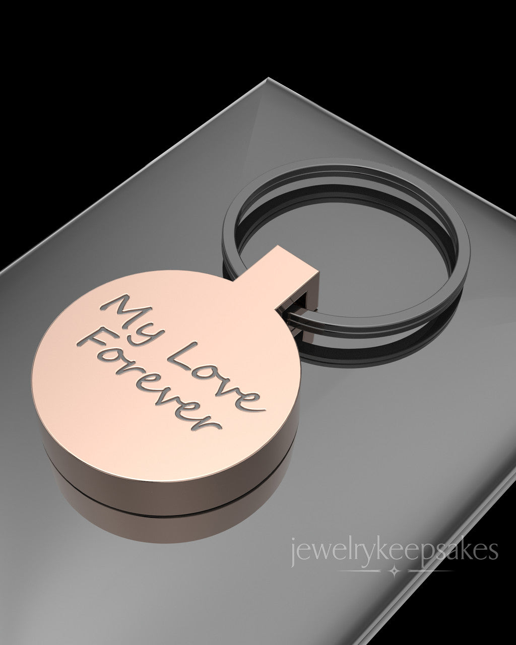 Solid 14K Rose Gold Permanently Sealed Waterproof Thumbprint Keychain