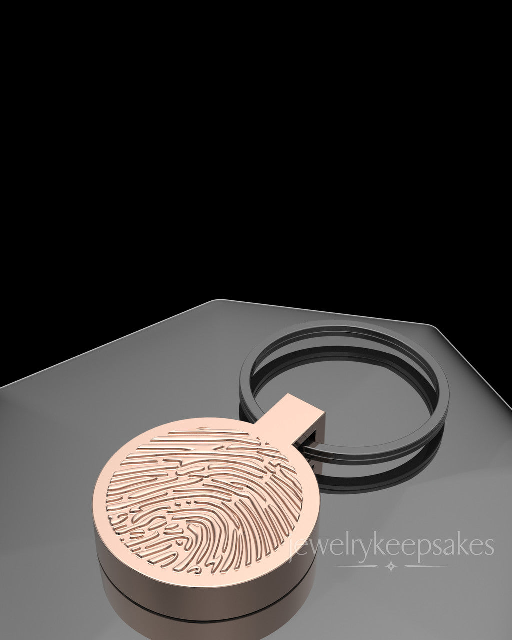 Solid 14K Rose Gold Permanently Sealed Waterproof Thumbprint Keychain