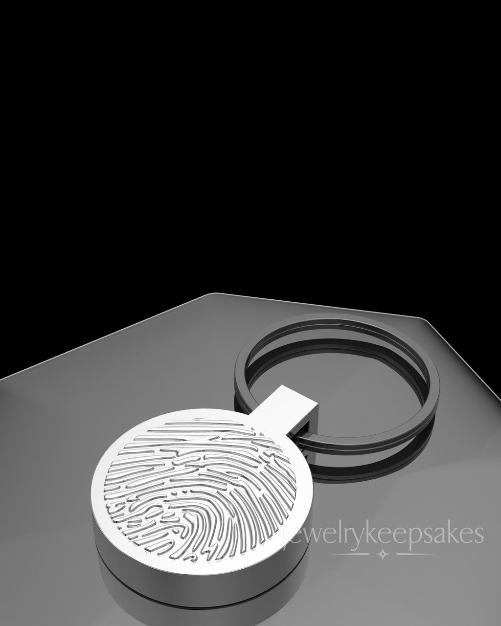 Sterling Silver Permanently Sealed Waterproof Thumbprint Keychain
