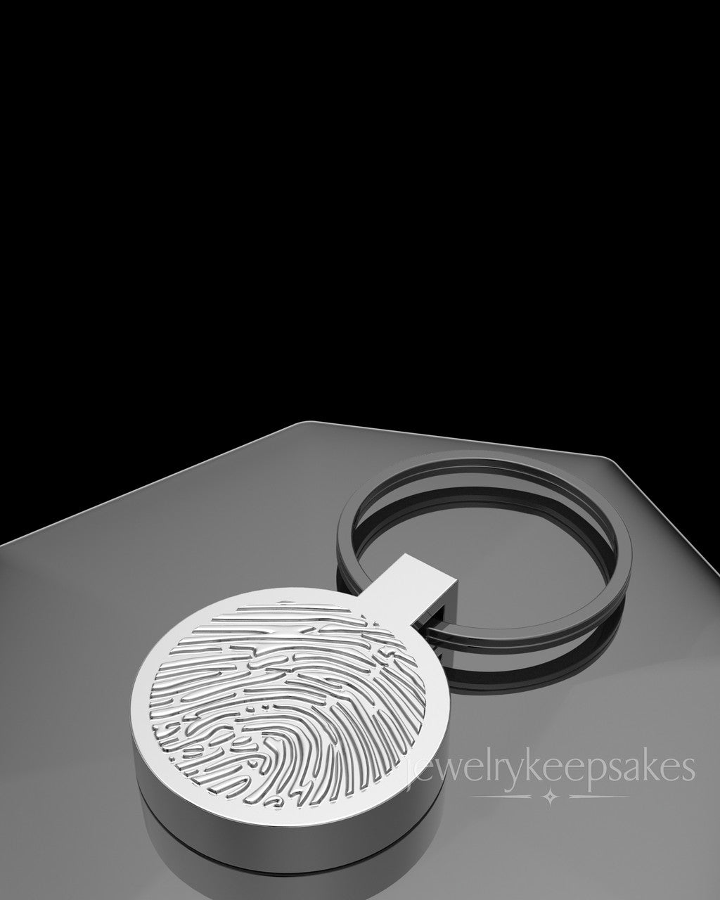 Solid 14K White Gold Permanently Sealed Waterproof Thumbprint Keychain