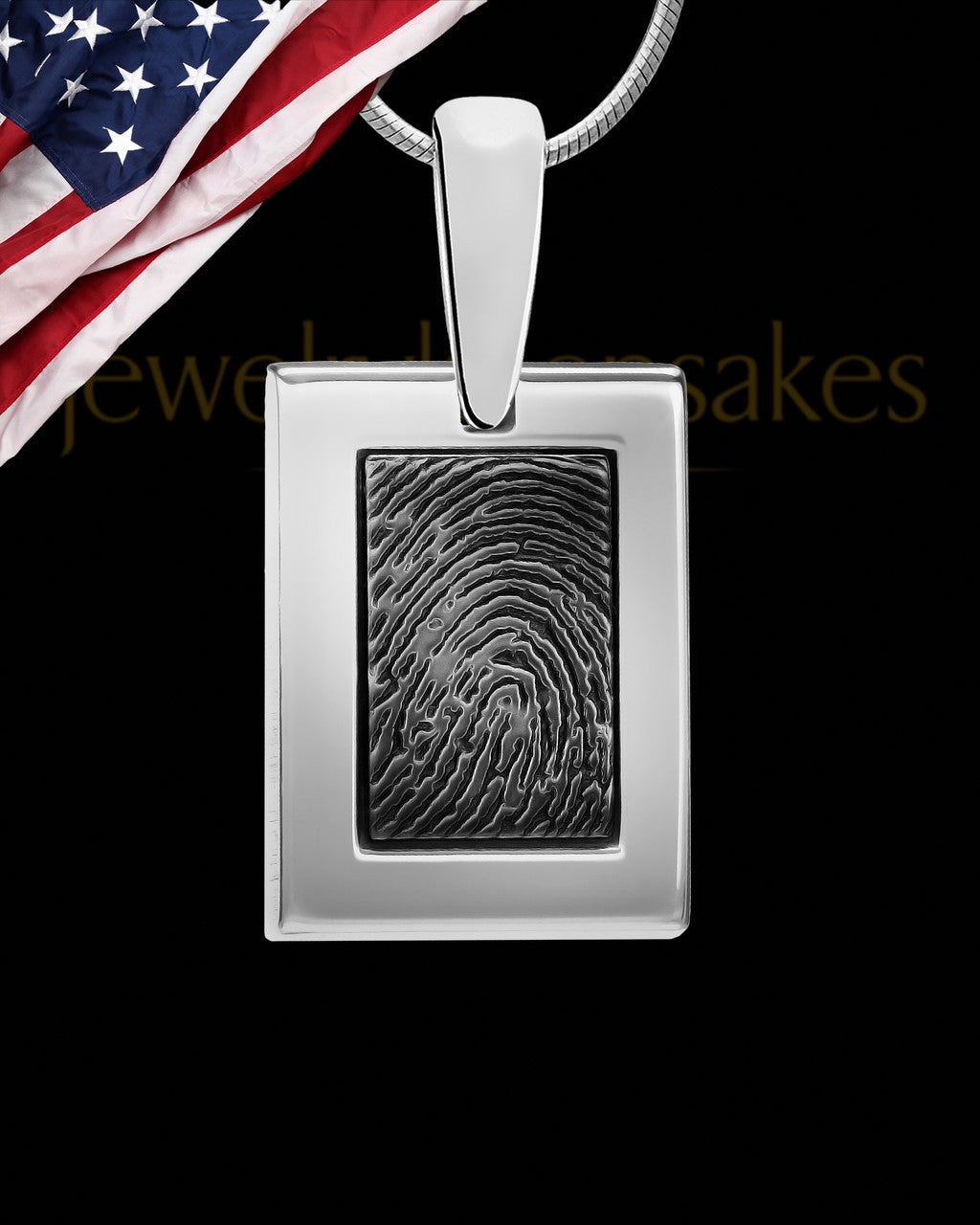 Sterling Silver-framed Black Plated Thumbprint Pendant