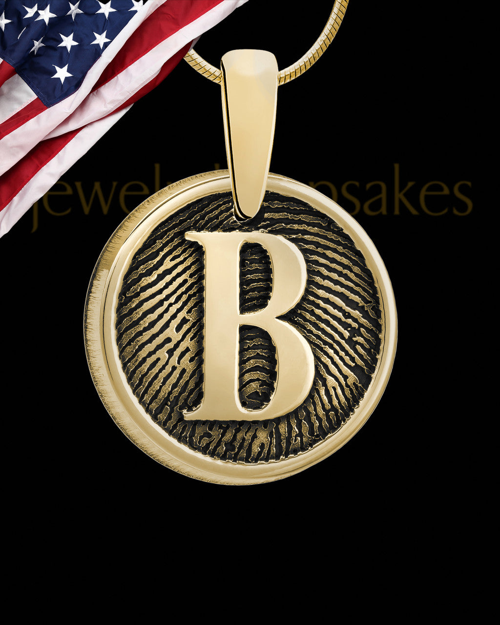 Solid 14k Gold Raised Initial Thumbprint Pendant