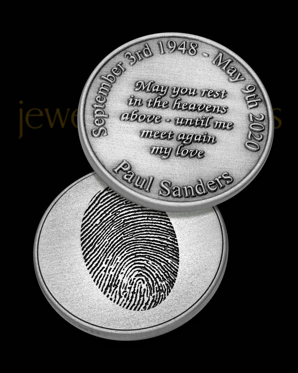Solid Silver Satin Finish Thumbprint Memorial Coin