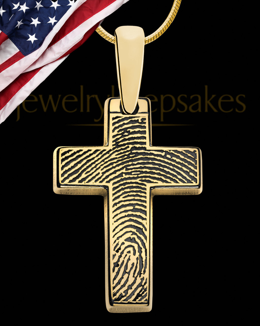 Divine Cross Gold Plated over Sterling Thumbprint Pendant