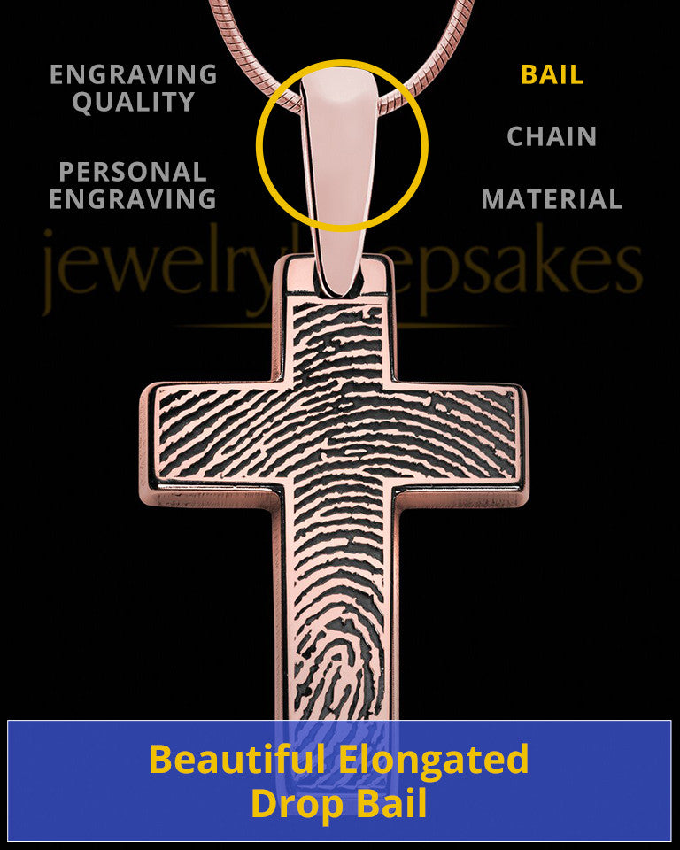 Divine Cross Rose Gold over Sterling Thumbprint Pendant