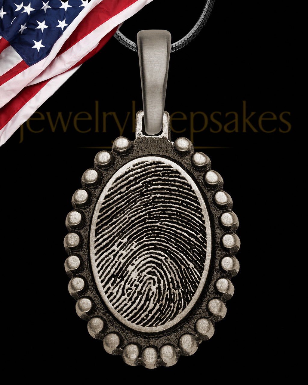 Antique Sterling Silver Charming Oval Thumbprint Pendant