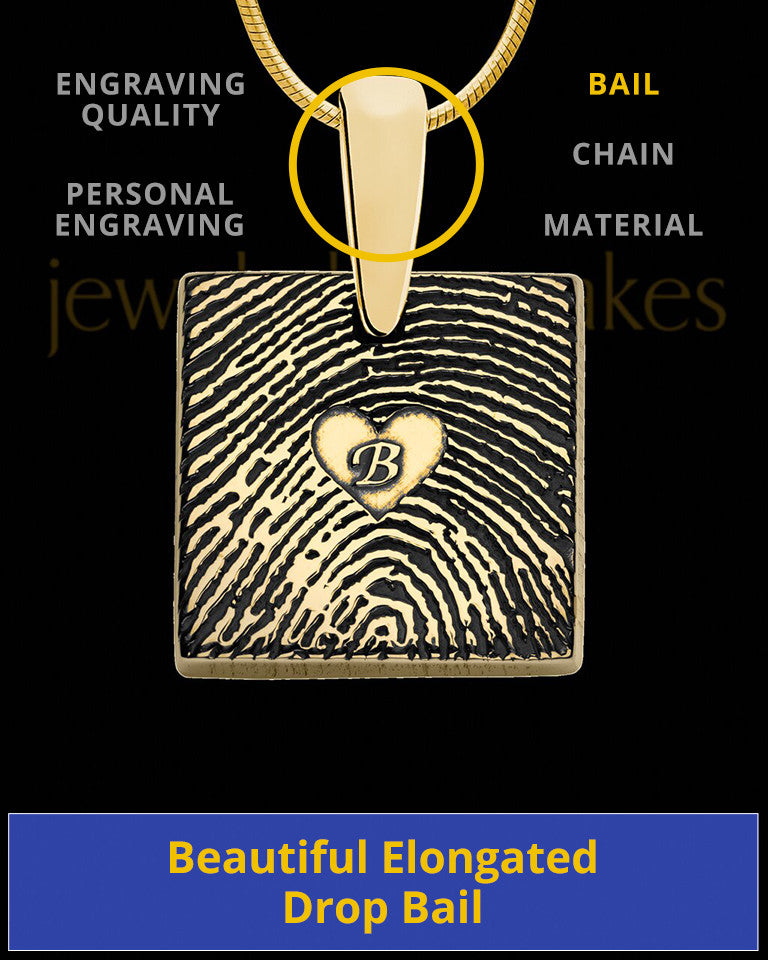 Gold Plated Sterling Tender Heart Square Thumbprint Pendant