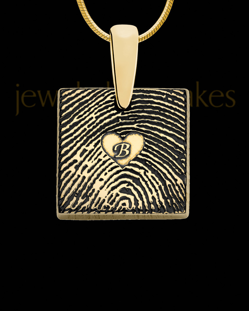 Solid 14k Gold Tender Heart Square Thumbprint Pendant