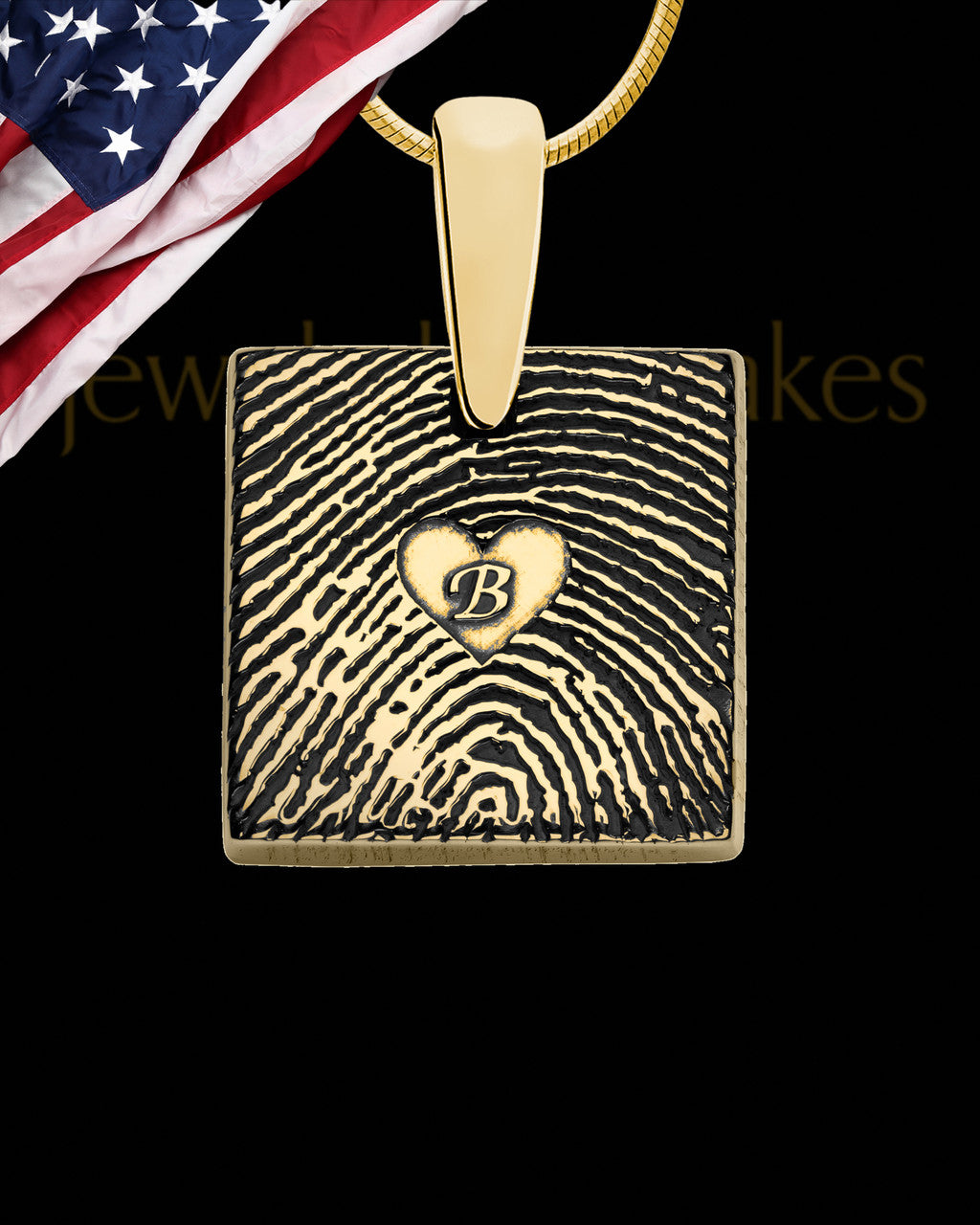 Solid 14k Gold Tender Heart Square Thumbprint Pendant
