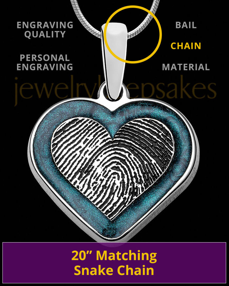 Sterling Silver Colored Heart Thumbprint Pendant