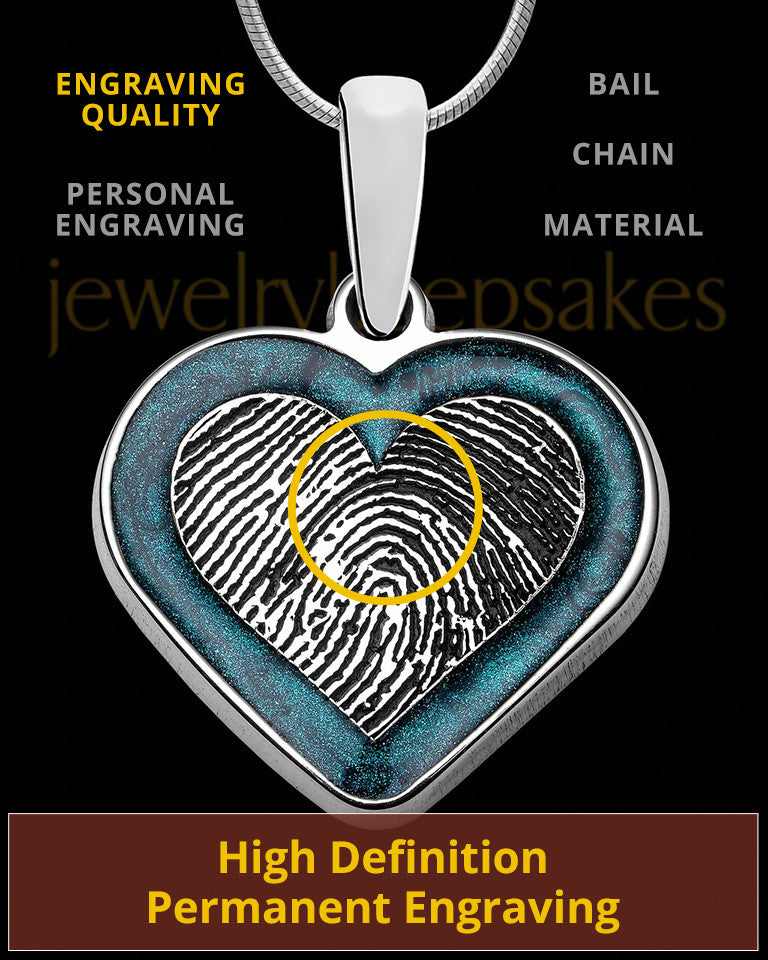 Sterling Silver Colored Heart Thumbprint Pendant