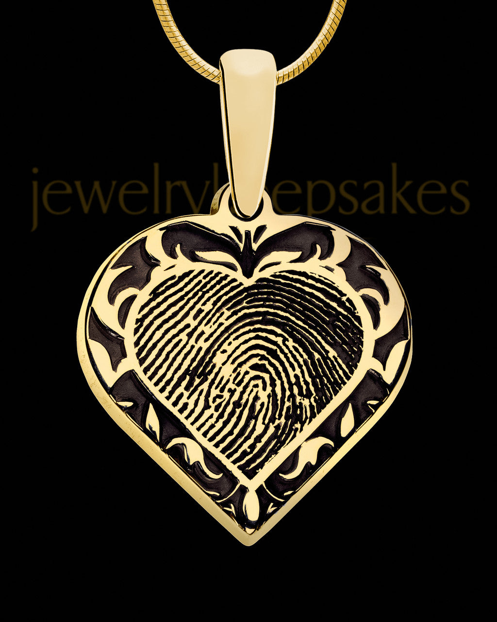 Gold Plated Sterling Fancy Filigree Heart Thumbprint Pendant