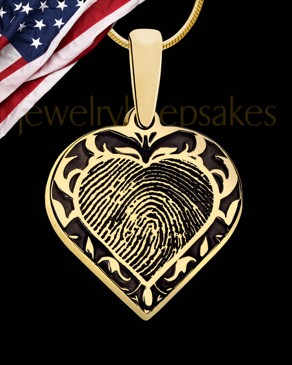 Gold Plated Sterling Fancy Filigree Heart Thumbprint With Signature Pendant
