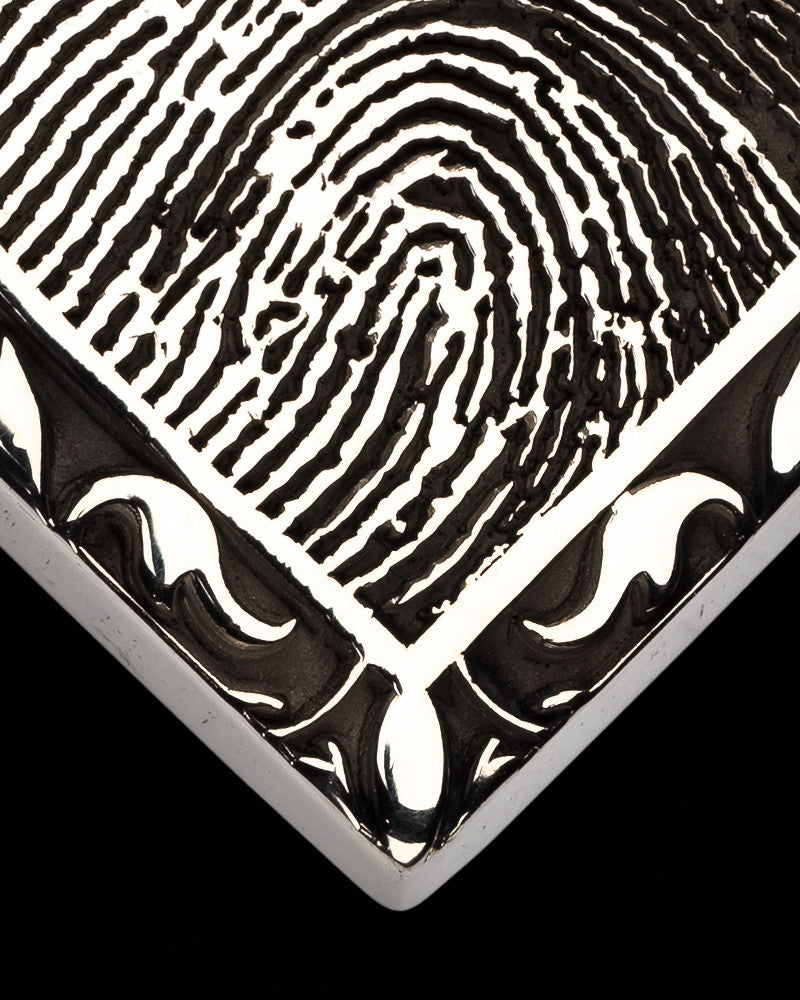 Sterling Silver Fancy Filigree Heart Thumbprint With Signature Pendant