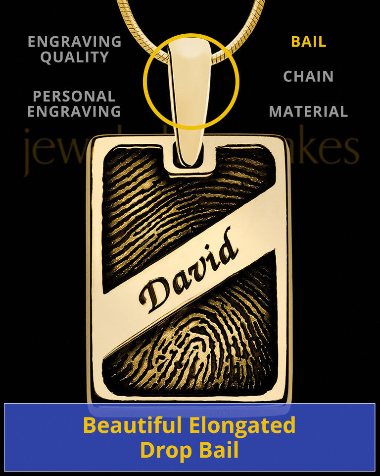 Gold Plated Sterling Name Rectangle Thumbprint Pendant