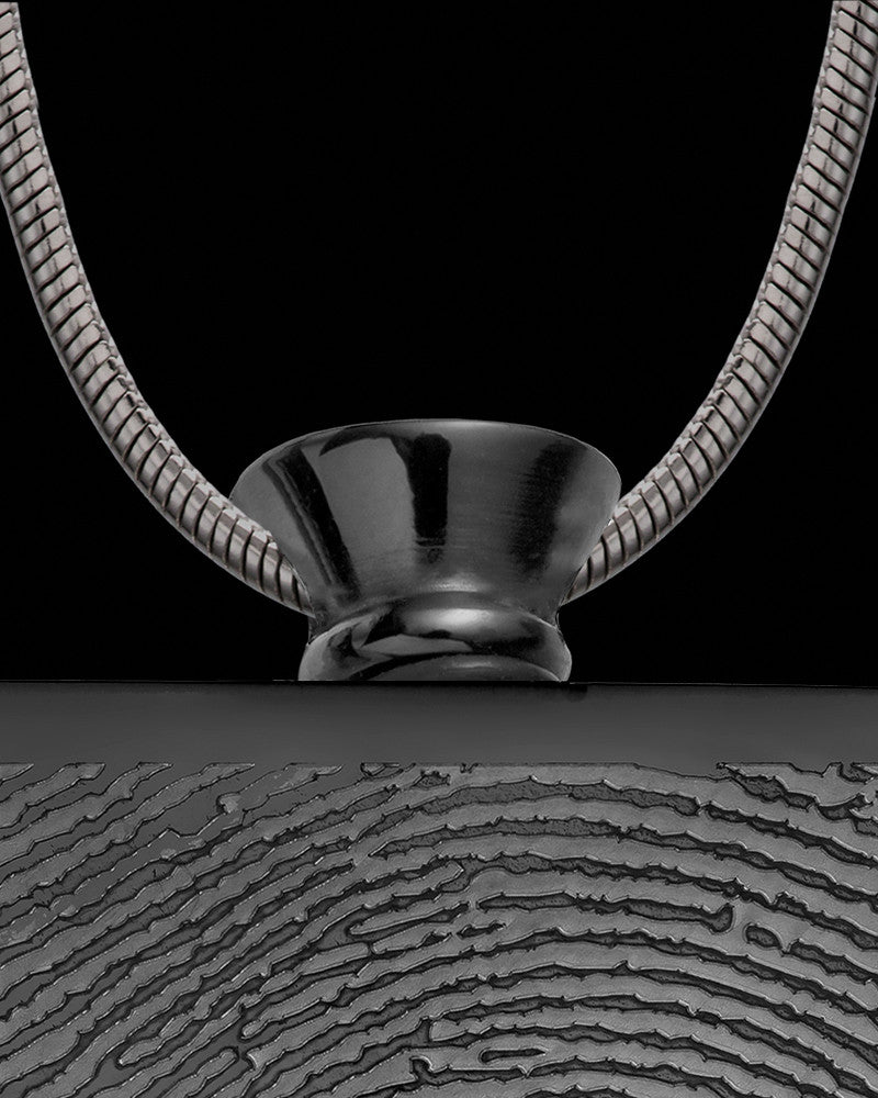 Black Plated Stainless Whispering Thoughts Thumbprint Pendant