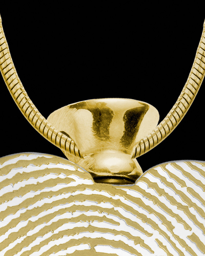 Gold Plated Stainless Enamored Heart Thumbprint Pendant