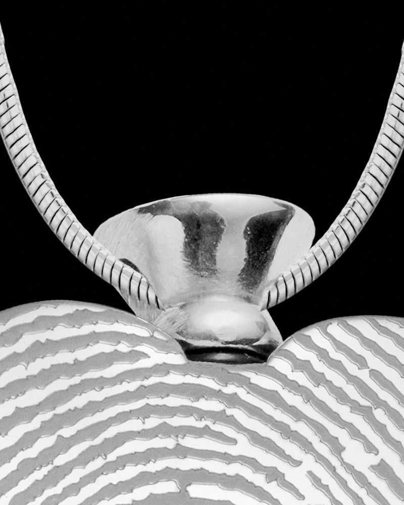 Stainless Enamored Heart Thumbprint Pendant