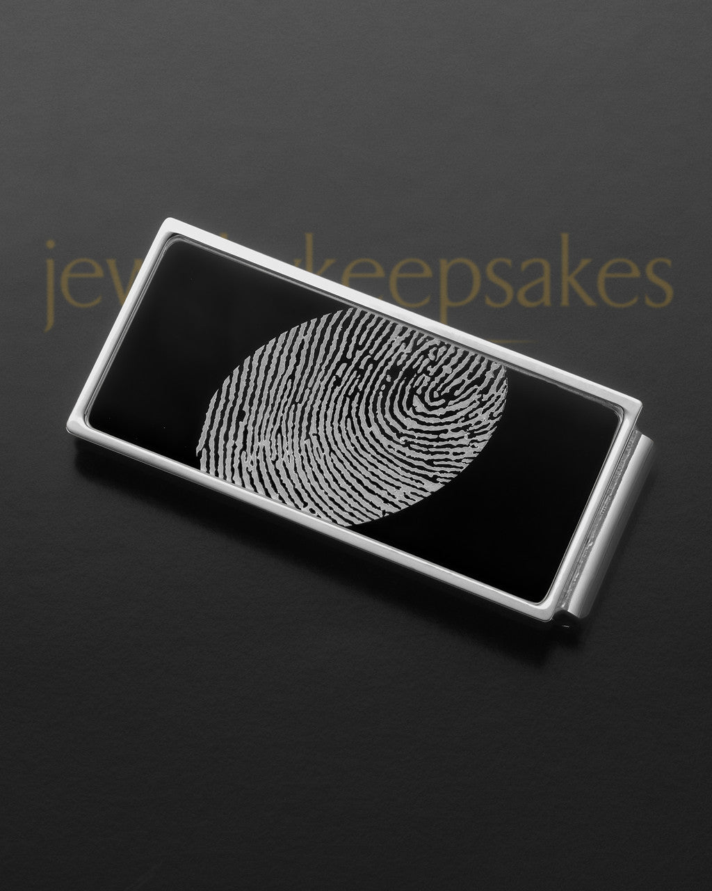 Black on Silver Stainless Thumbprint Money Clip