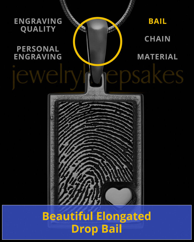 Black Sterling Silver Rectangle with Raised Thumbprint Pendant