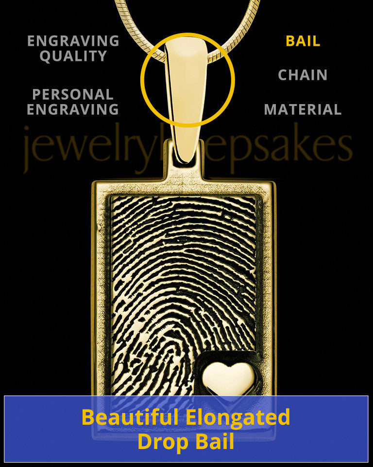 Solid 14K Gold Rectangle with Raised Thumbprint Pendant