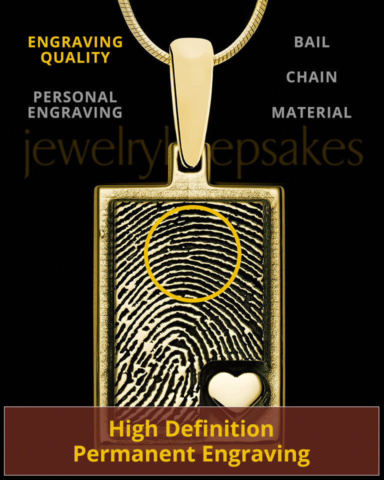 Gold Sterling Silver Rectangle with Raised Thumbprint Pendant