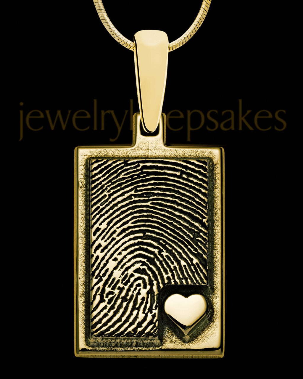 Solid 14K Gold Rectangle with Raised Thumbprint Pendant