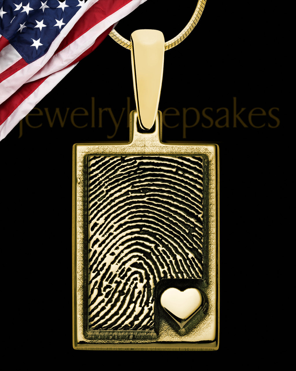 Solid 14K Gold Rectangle with Raised Thumbprint Pendant