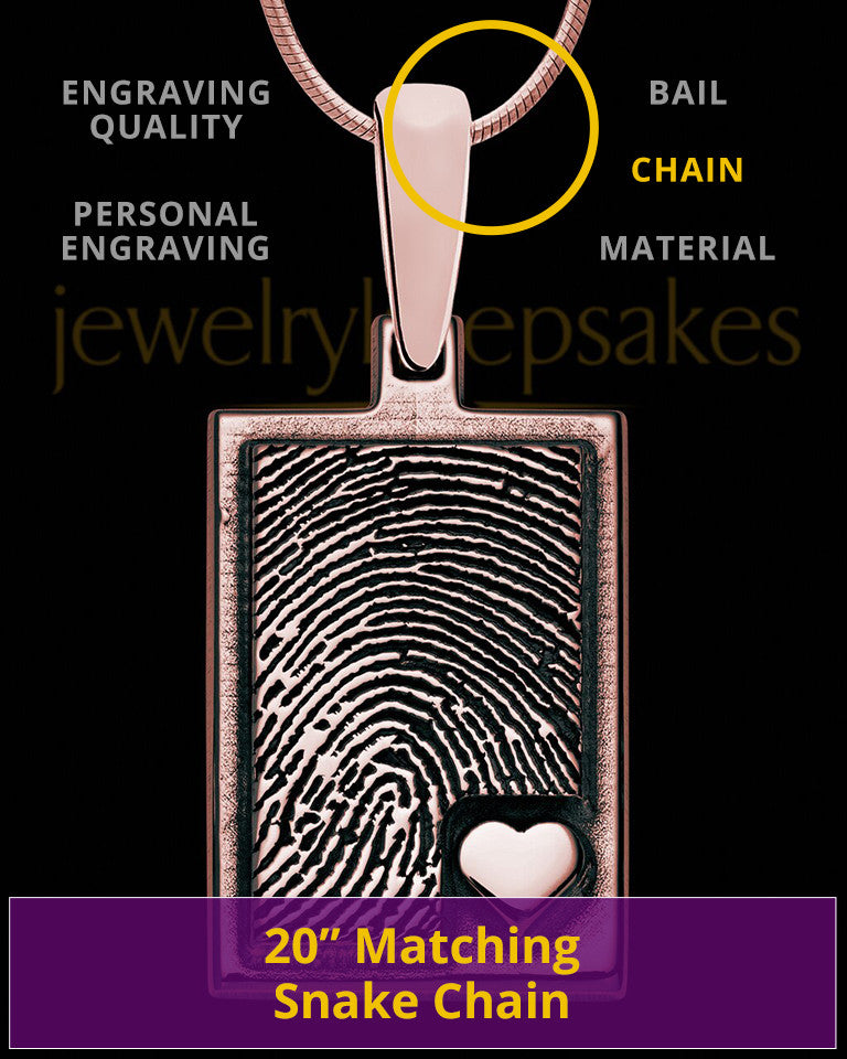 Rose Gold Sterling Silver Rectangle with Raised Thumbprint Pendant