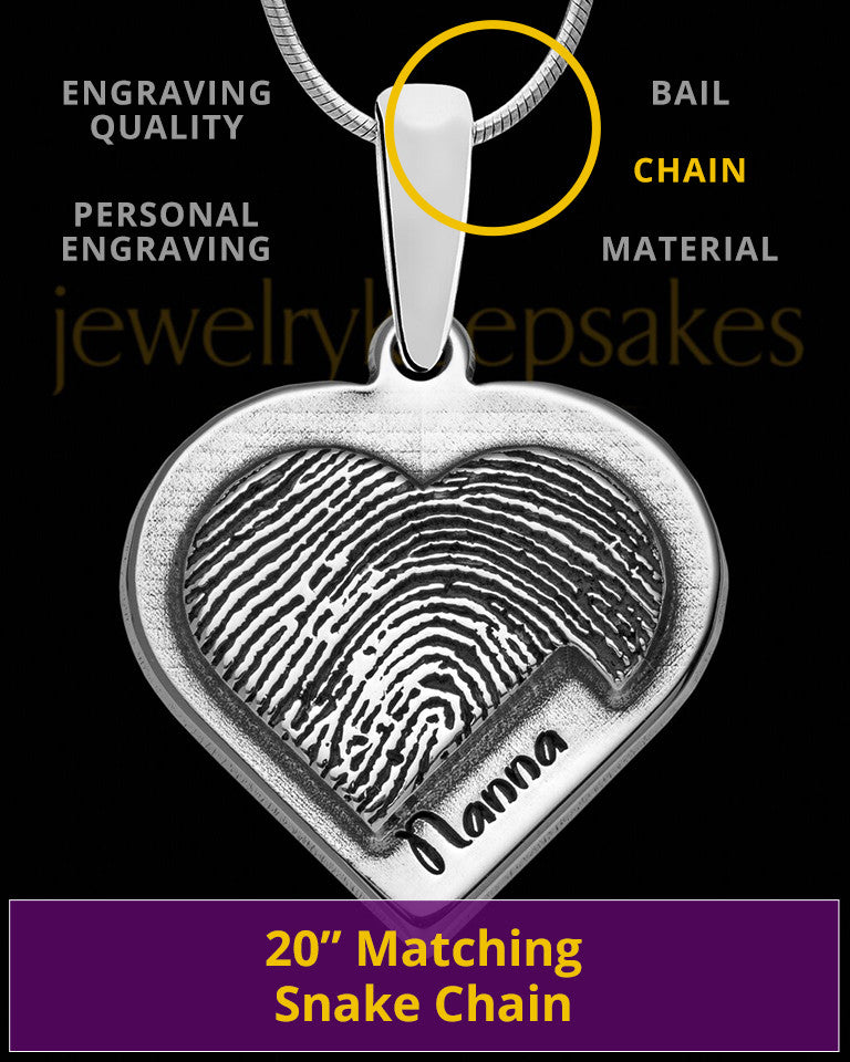 Sterling Silver Raised Heart Thumbprint Pendant