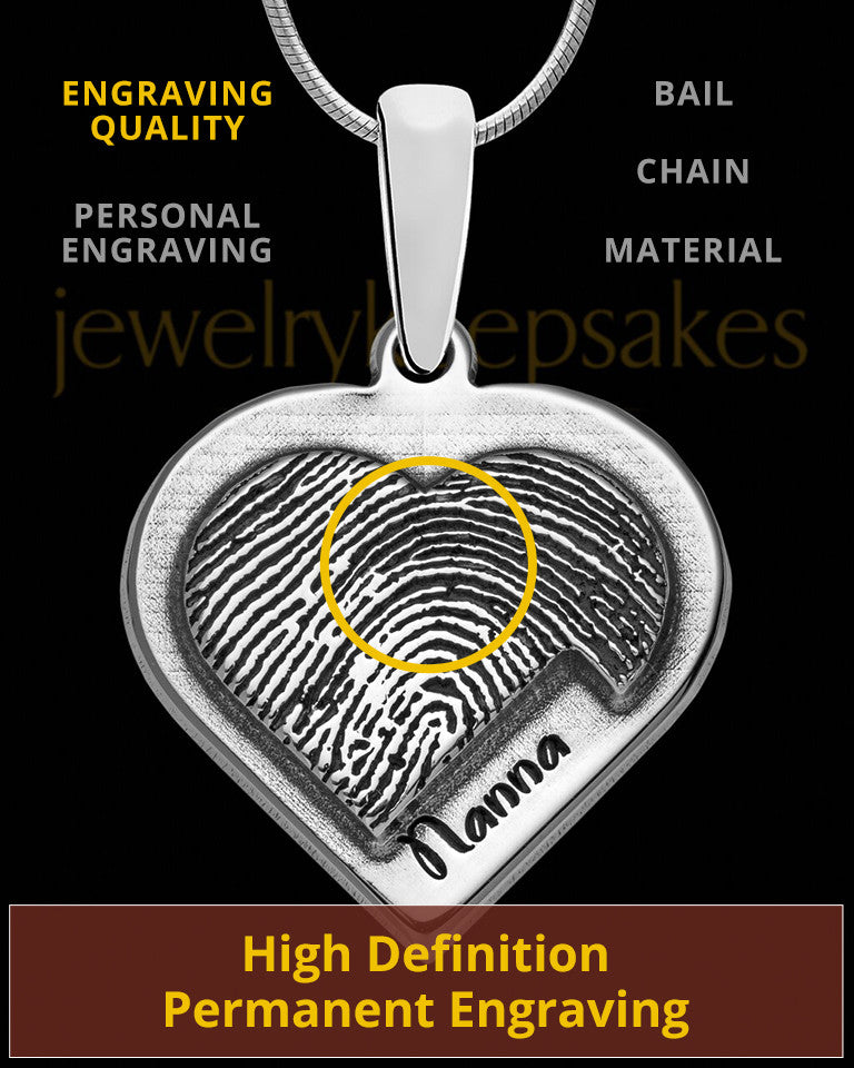 Sterling Silver Raised Heart Thumbprint Pendant