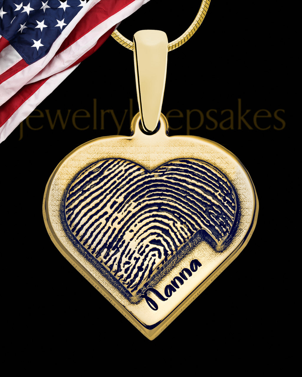Solid 14K Gold Raised Heart Thumbprint Pendant