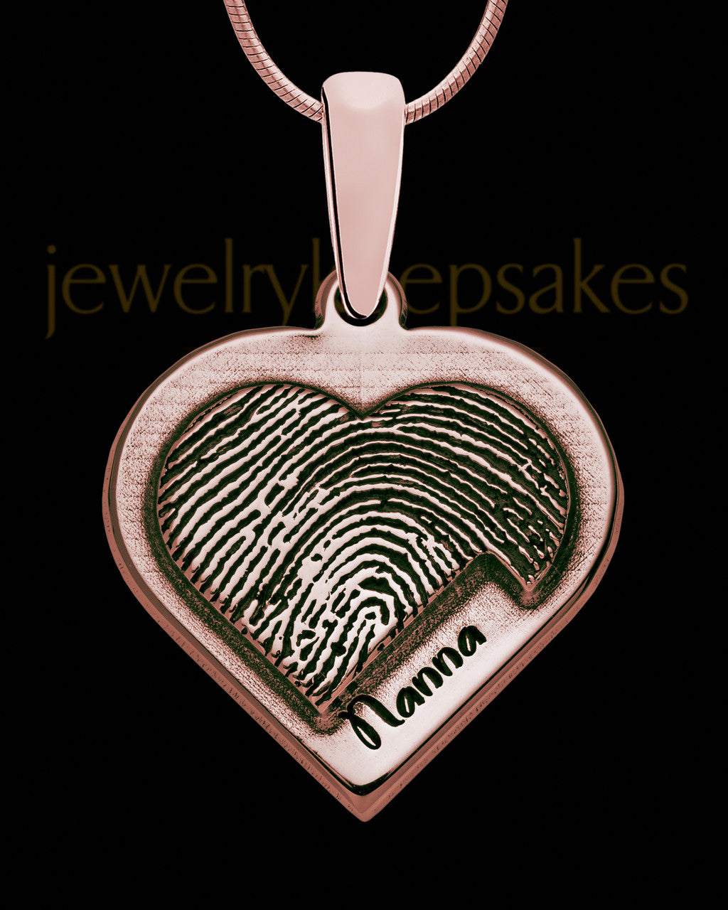 Rose Gold Sterling Silver Raised Heart Thumbprint Pendant