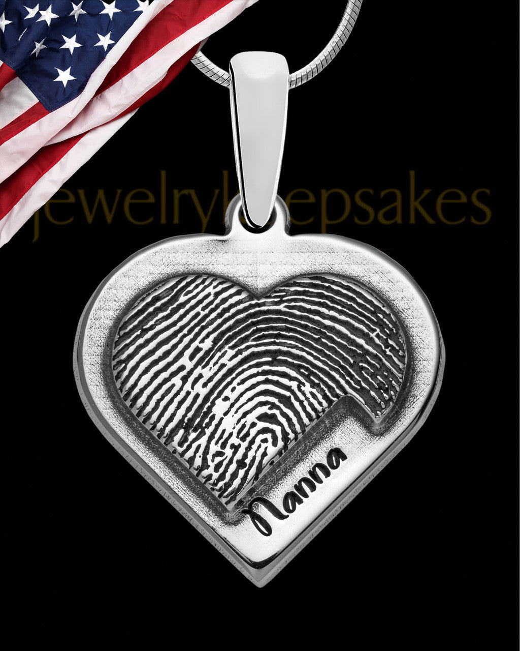 Sterling Silver Raised Heart Thumbprint Pendant