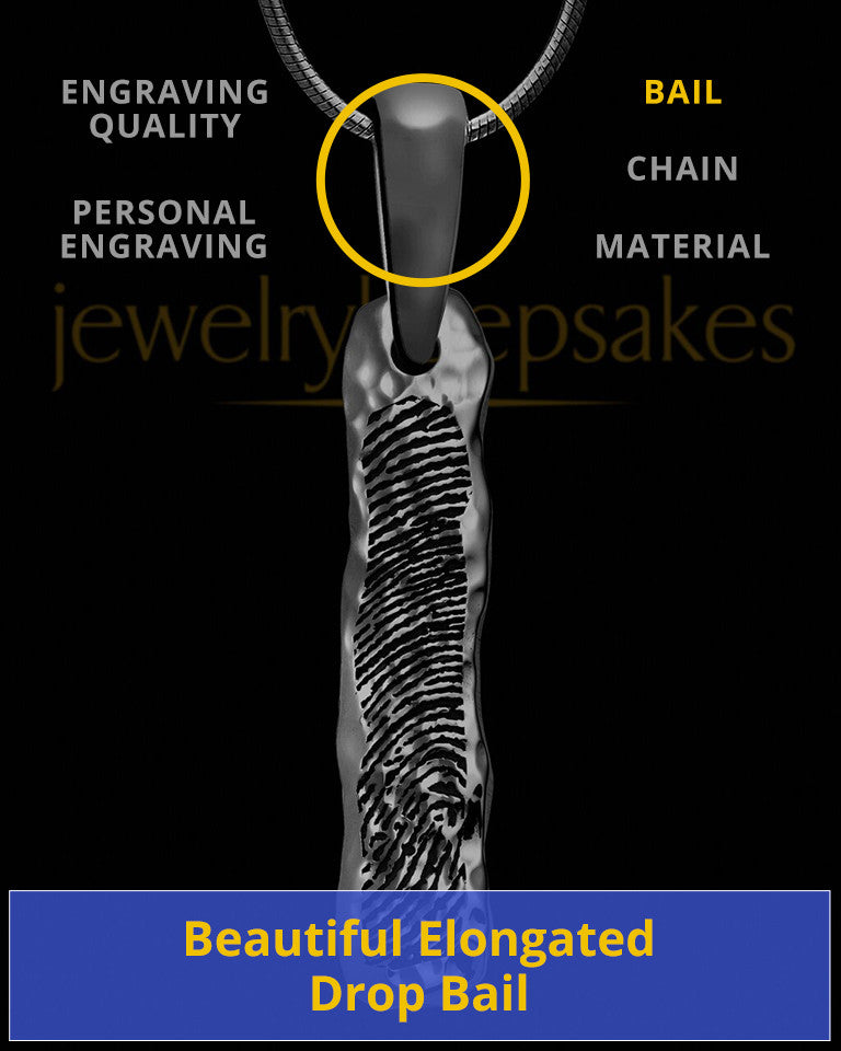 Black Textured Sterling Silver Thumbprint Bar Pendant