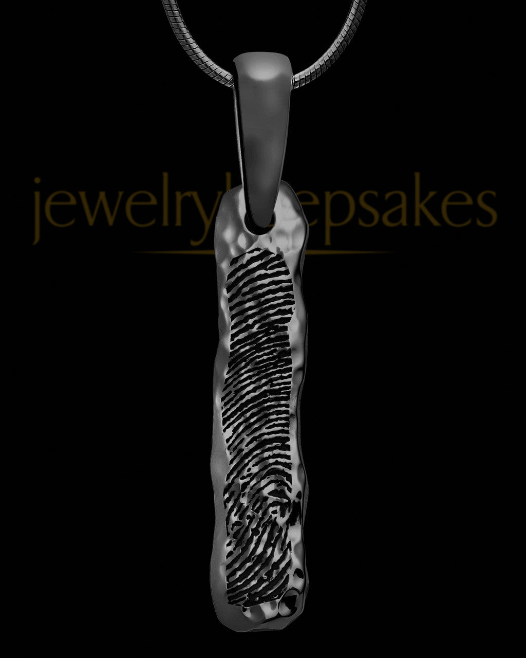 Black Textured Sterling Silver Thumbprint Bar Pendant